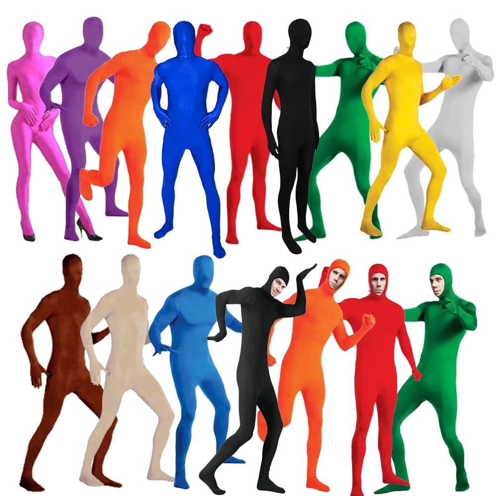 24. Zentai Unsichtbarer Overall, Cosplay-Kostüm, Bodys, Halloween, Karneval, hautenger Anzug, Spandex, Stretch, verschwindender Overall