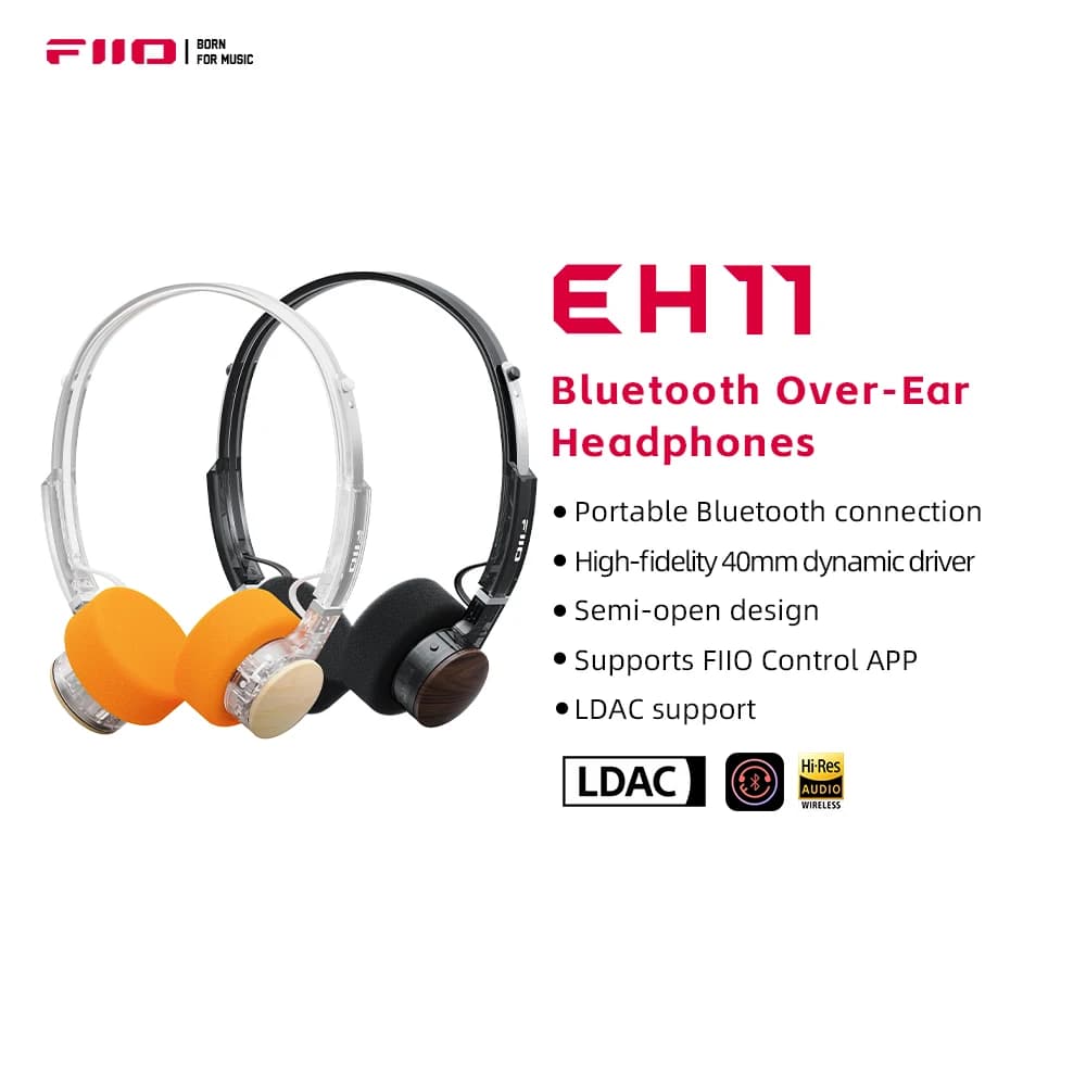 FIIO EH11 On-Ear-Bluetooth-Kopfhörer, kraftvoller Bass und LDAC-Hi-Res-Audio, leichtes Retro-Design, 30-Stunden-Akku, Dual-Geräte-Modus & A