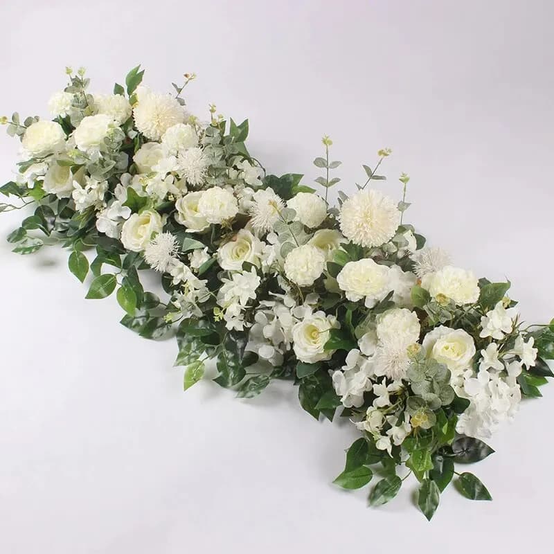 100cm Luxus weiße Rose künstliche Blume Reihe Hochzeit Tisch Herzstück Blumen Hintergrund Wand bögen Dekor Party Bühne Blumen
