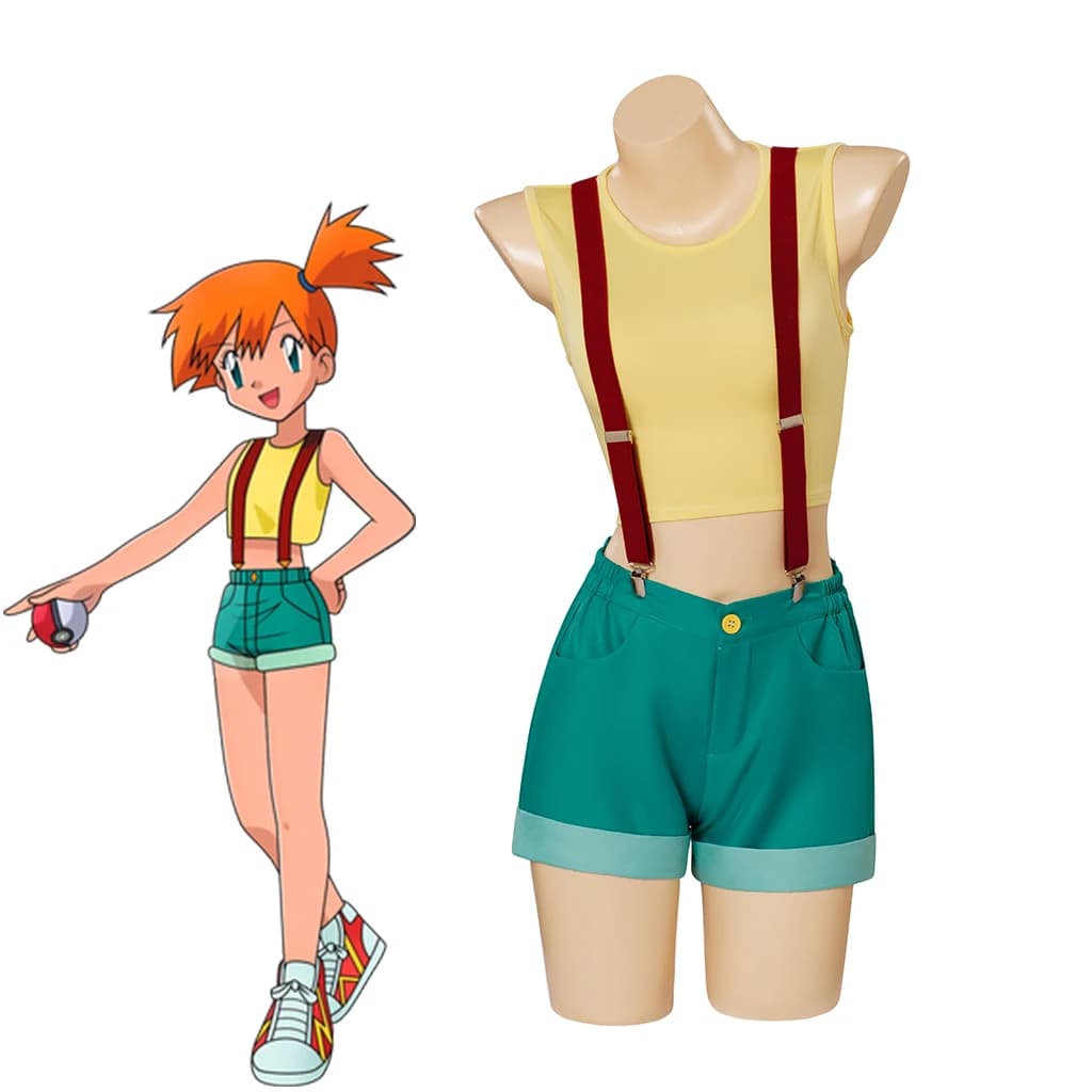 Misty Cosplay Anime Kostüm Frauen Sexy Crop Top Sling Shorts Anzug Halloween Karneval Party Streetwear Comic Con Uniform