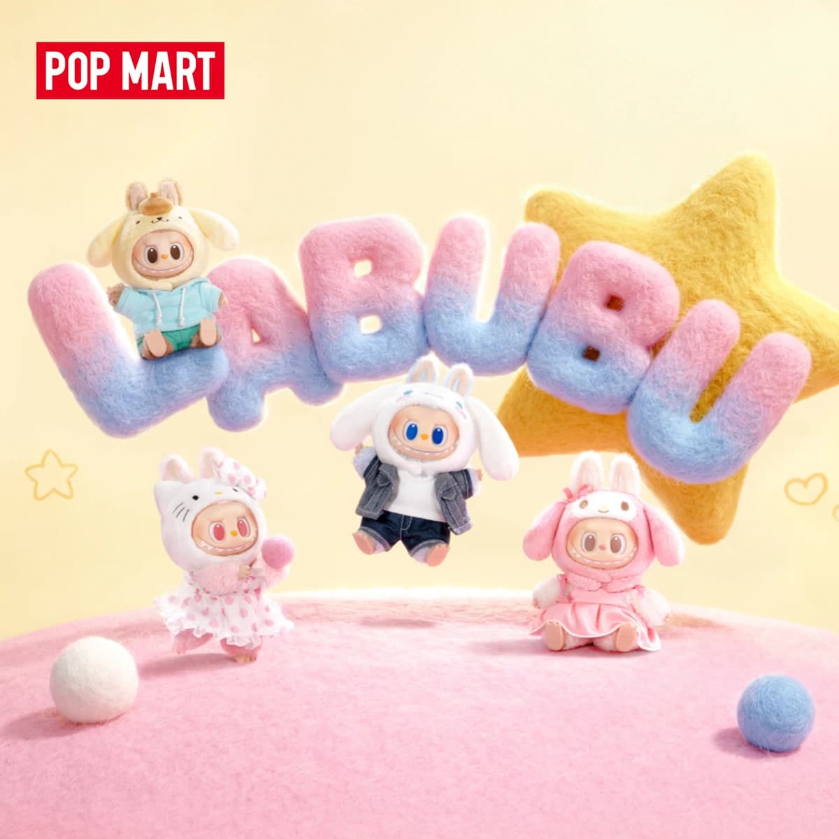 【EU】POP MART THE MONSTERS × Sanrio Characters Serie – Vinyl-Plüsch-Anhänger Blindbox 1/6 Stück LABUBU Hello Kitty Blindboxen