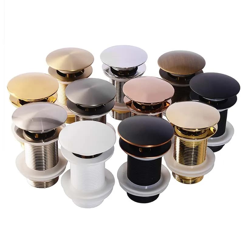 Waschbecken nach unten drücken, Pop-Up-Stopper, Abfluss aus gebürstetem Gold, mattschwarz, weiß, Roségold, Gold, Chrom, Waschbecken-Accessoires