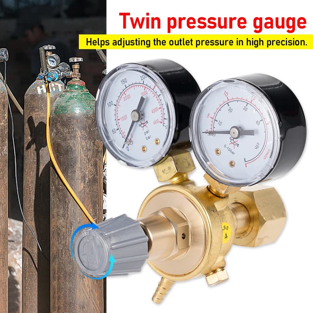 CO2 Gas Flasche Druckregler Kohlendioxid Schweißen Druckminderer Manometer MIG WIG Schweißen Durchflussmesser Gauge W21.8 Stecker