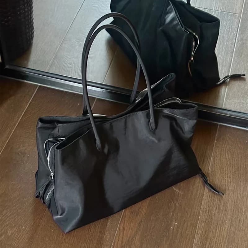 Nylon-Damen-Pendler-Einkaufstasche, minimalistische Einkaufstasche mit großem Fassungsvermögen, mehrschichtige, wasserdichte