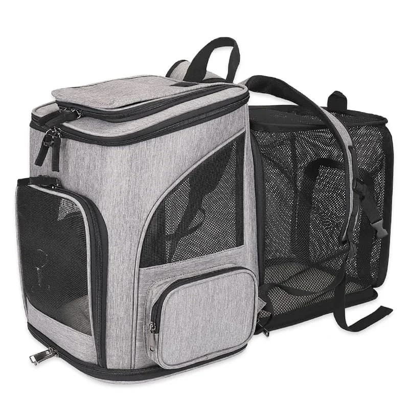 Haustier-Trägerrucksack, erweiterbar für Katzen und Hunde unter 18 Pfund |   Atmungsaktive Mesh-Katzenrucksack-Tragetasche |   Faltbarer