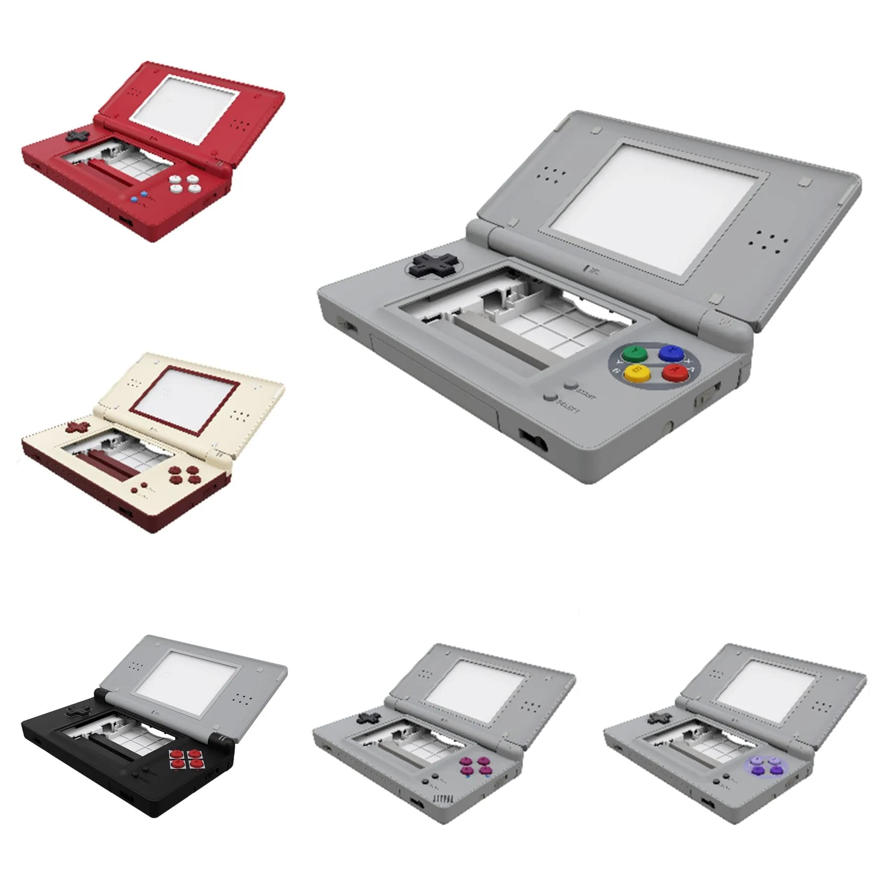 eXtremeRate Ersatz-Vollgehäuseschale für Nintendo DS Lite, Gehäuseabdeckung mit Tasten, Bildschirmobjektiv für NDSL – SFC SNES Classic