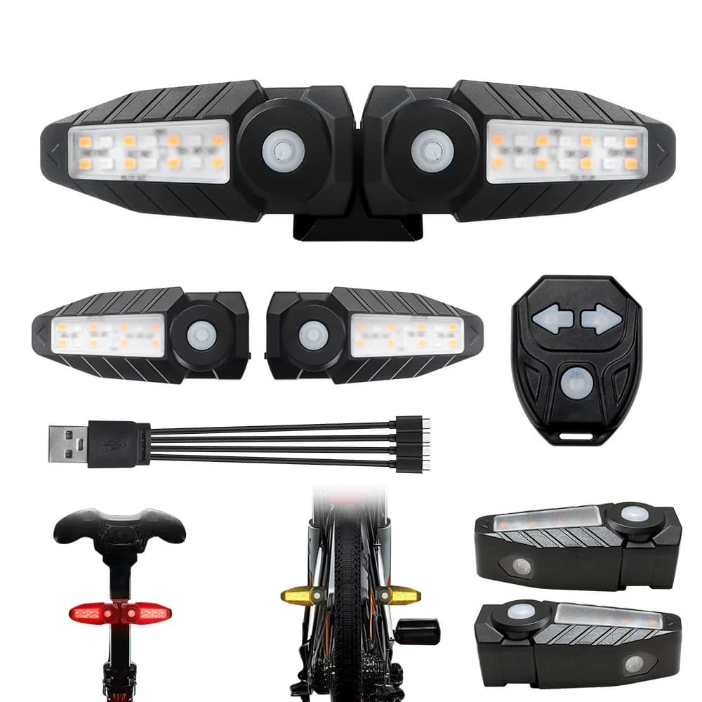 1/2Sets Fahrrad Fernbedienung Rücklicht Projektion Reiten Licht USB Fahrrad Licht Drahtlose Nachtlicht Blinker Sicherheit Lampe