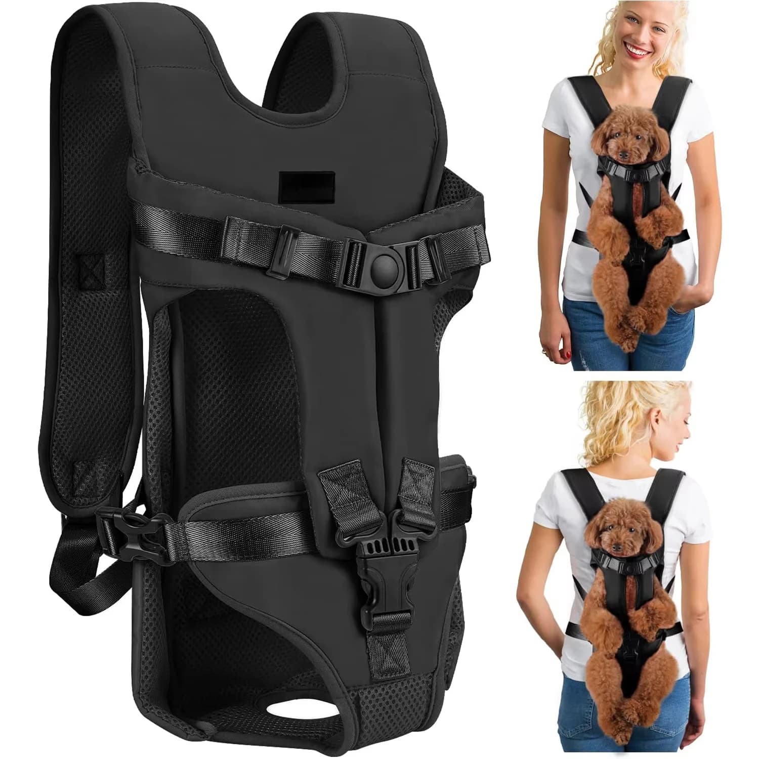 Hundeträger-Rucksack, verdickter Schwamm, Haustier vorne, Hundeträger-Rucksäcke, tragbar, verstellbar, freihändig, Hunderucksack für den