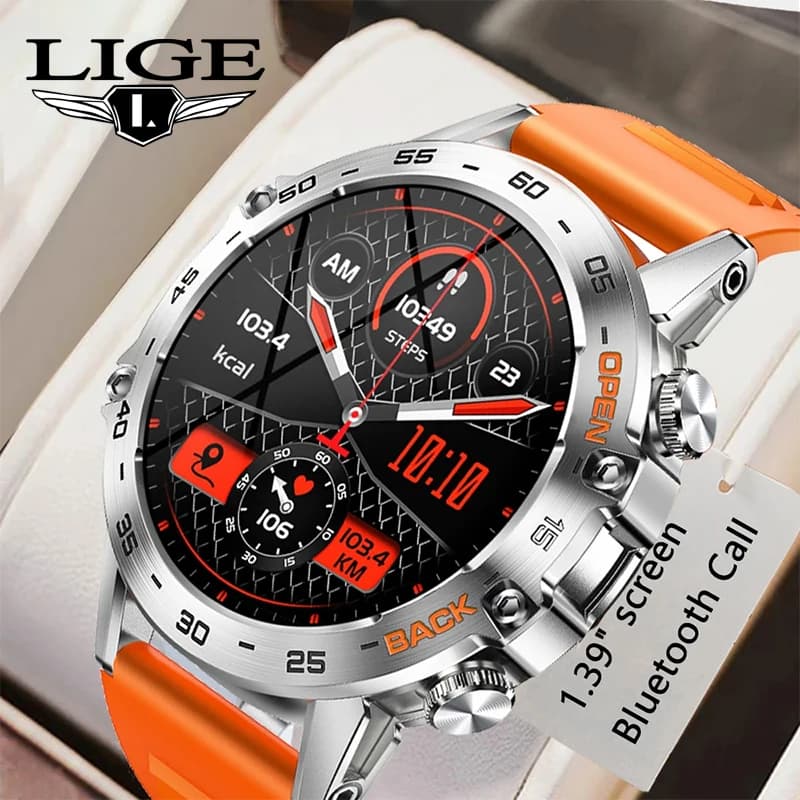 LIGE New1.39 "Bluetooth Anruf Smart Uhr Männer Outdoor Sport Fitness Herzfrequenz Gesundheit Überwachung Smartwatch für Android IOS telefon