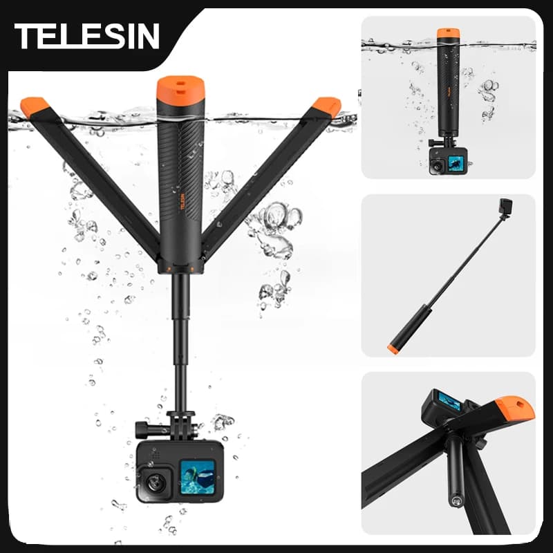 TELESIN Unterwasser-Auftriebsstange, ausziehbarer Selfie-Stick, Stativ für GoPro, Insta360, DJI OSMO Action-Kamera-Zubehör