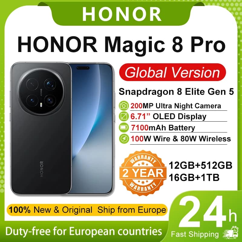 HONOR Magic 8 Pro 5G EU-Version Snapdragon 8 Elite Gen5 200MP Ultra-Nacht-Teleobjektiv 6,71 Zoll OLED Silizium-Kohlenstoff-Akku 6270mAh 100W Kabel &