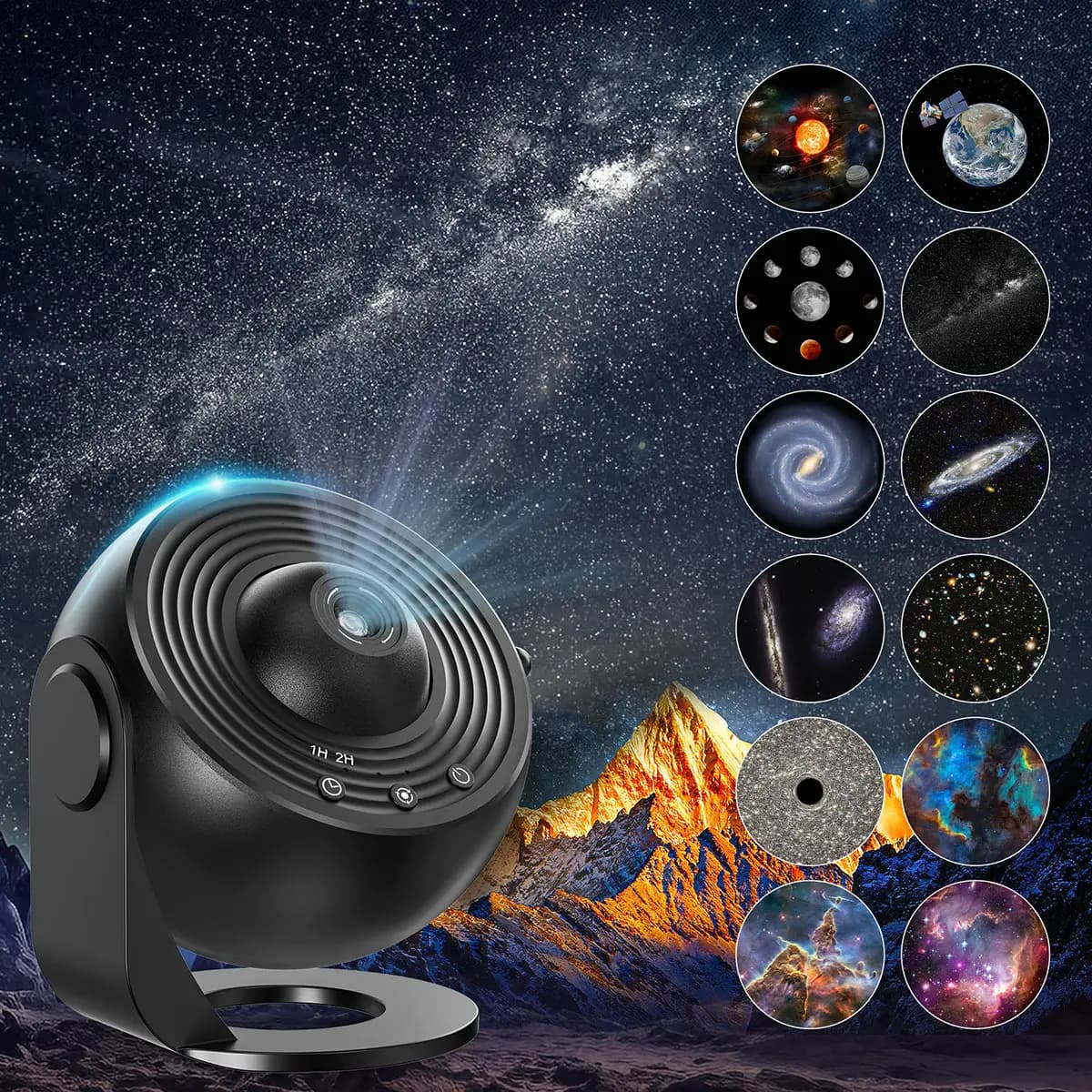 13-in-1 Galaxy Ultral Star Projektor HD Bildbereich LED-Nachtlicht, 13 Filmscheiben, 360 °   Drehbarer 1/2-Stunden-Timer für das Schlafzimmer von