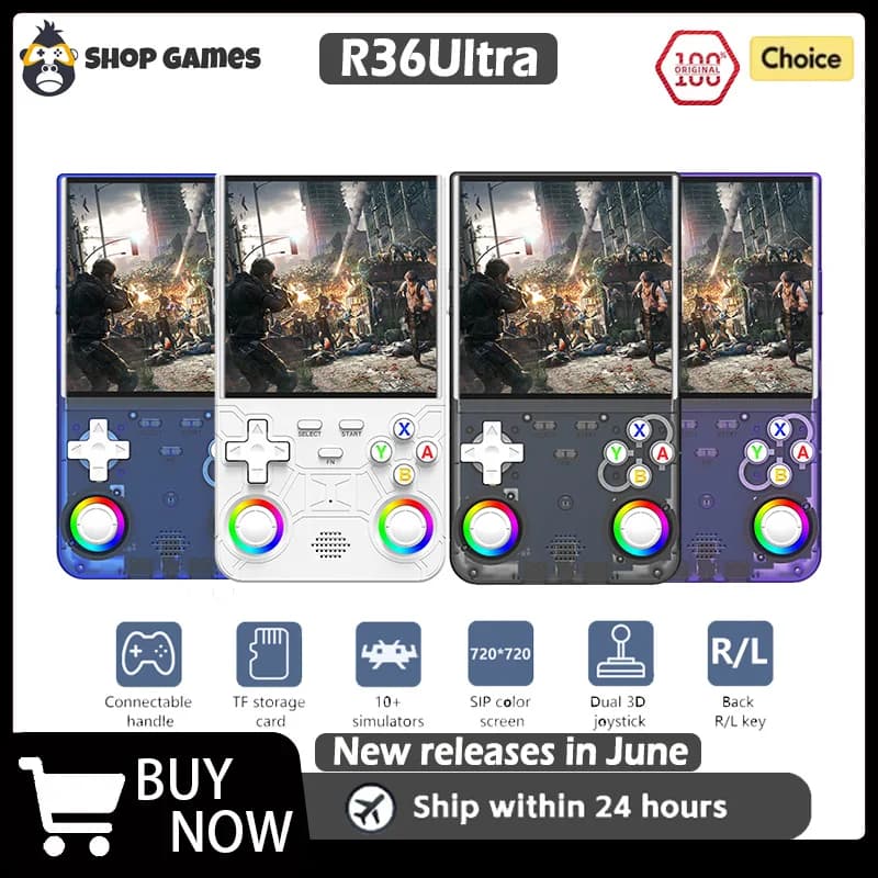 R36 Ultra 2025, Open Source R36S Videospielkonsole, Linux-System, 4,0-Zoll-IPS-Bildschirm, tragbarer Taschenvideoplayer, 64 G, beste Spiele