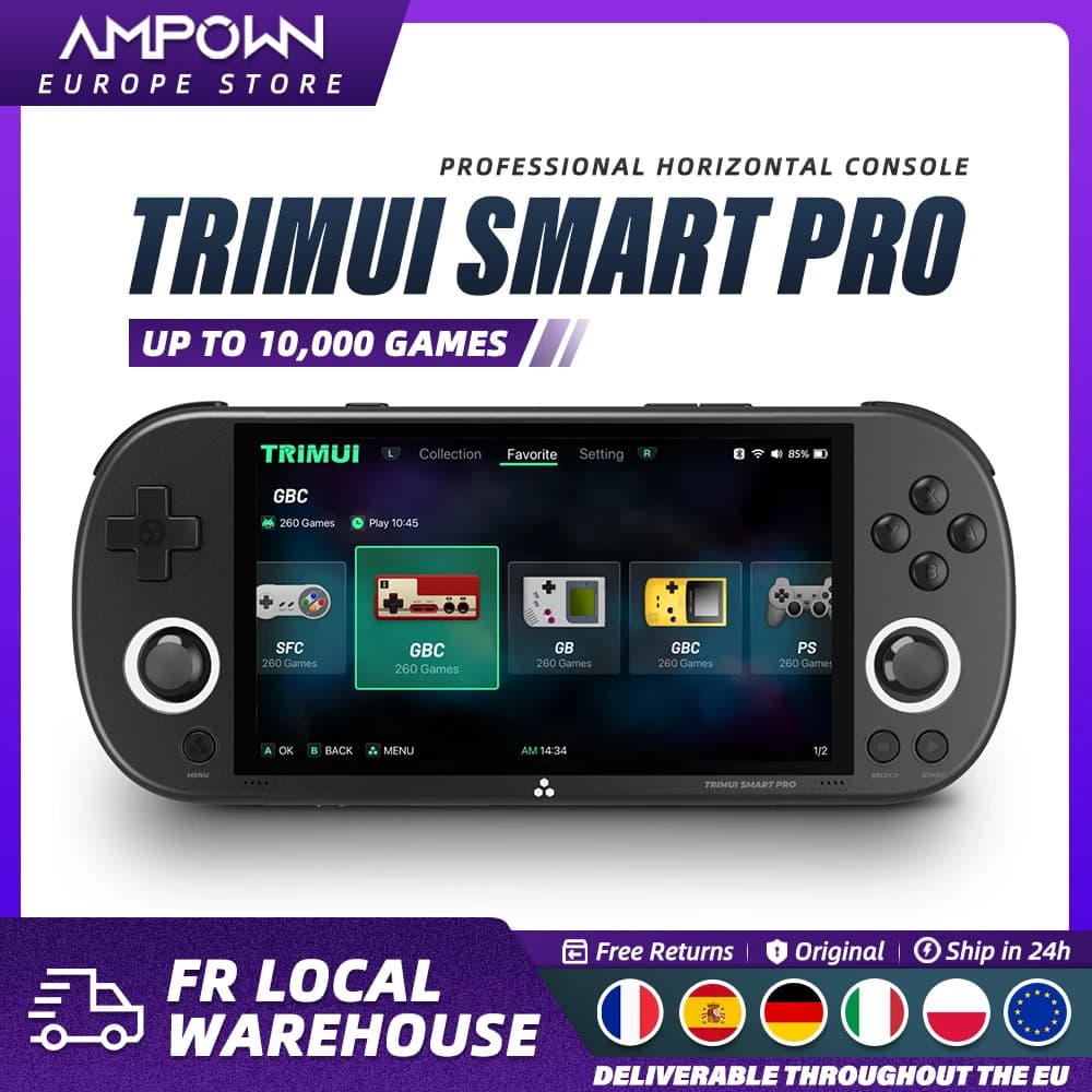 Trimui Smart Pro Handheld Spielkonsole 4,96'' IPS Bildschirm Linux System Joystick RGB Beleuchtung Trimui Retro Videospielkonsole geschenk