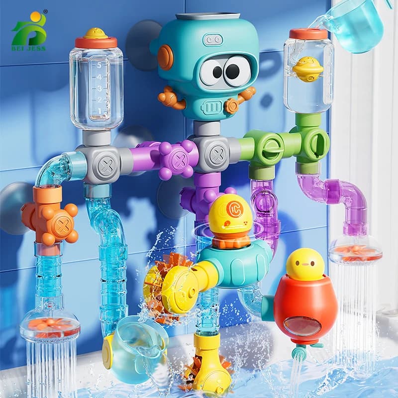 Baby-Badespielzeug mit starken Saugnäpfen, Röhren, Spinner, Spritzen, Wasserspielset, Kleinkinder, Kinder, Duschbecken für 3-jährige Kinder,