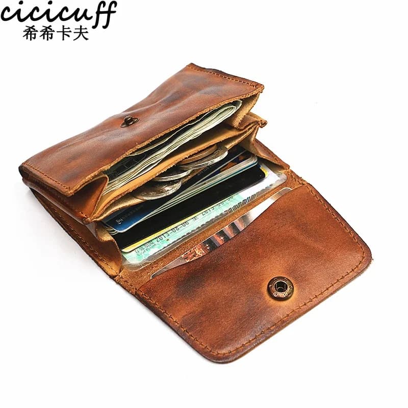 Echtes Leder Geldbörse für Männer Frauen Marke Vintage handgemachte kurze kleine Herren Geldbörsen Kartenhalter Original Leder Geldbörse