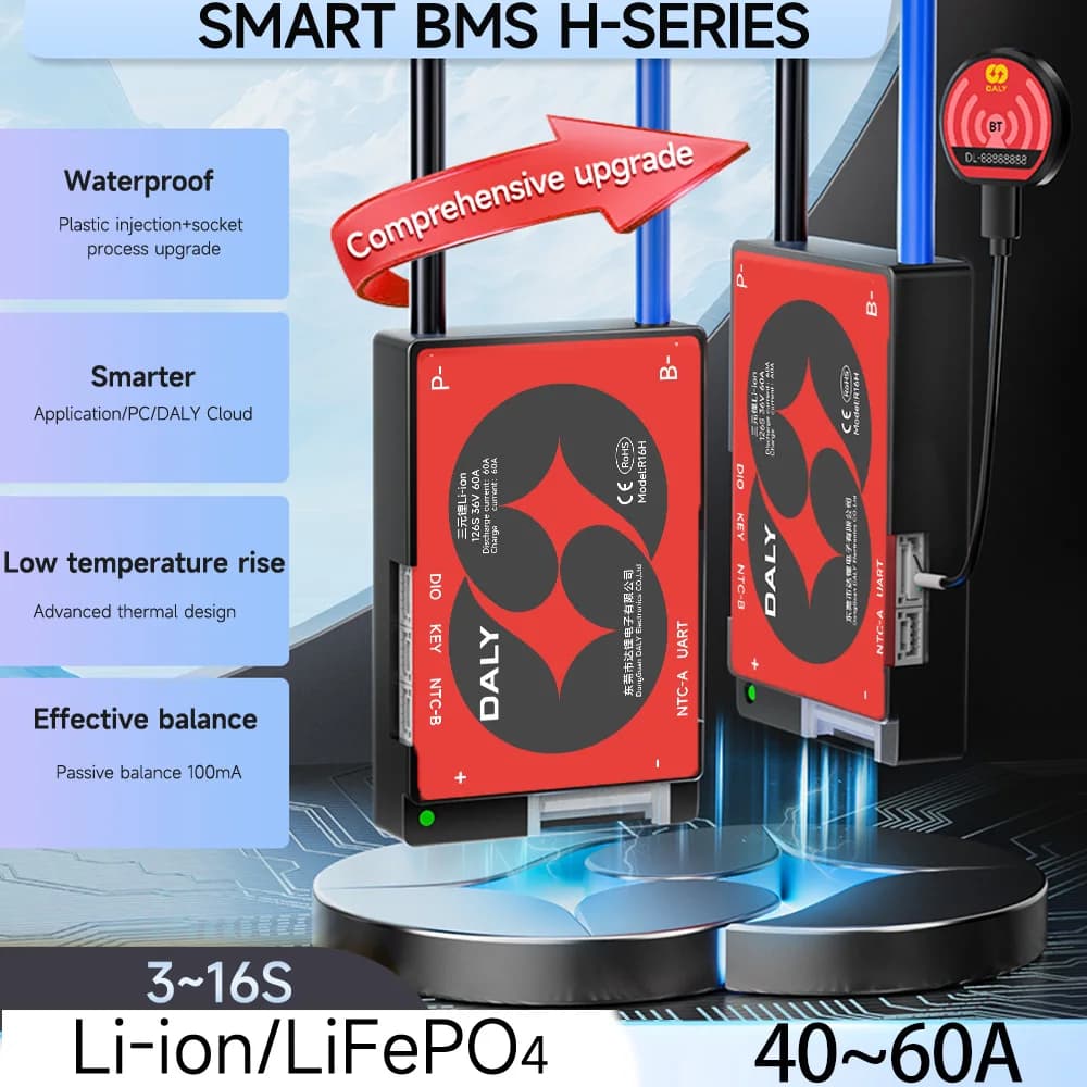 Daly BMS 3S 4S 12V 6S 7S 8S 24V 10S 12S 36V13S 14S 15S 16S 48V Bluetooth BMS 40A 60A Lifepo4 Li-Ion 3,7V Smart BMS