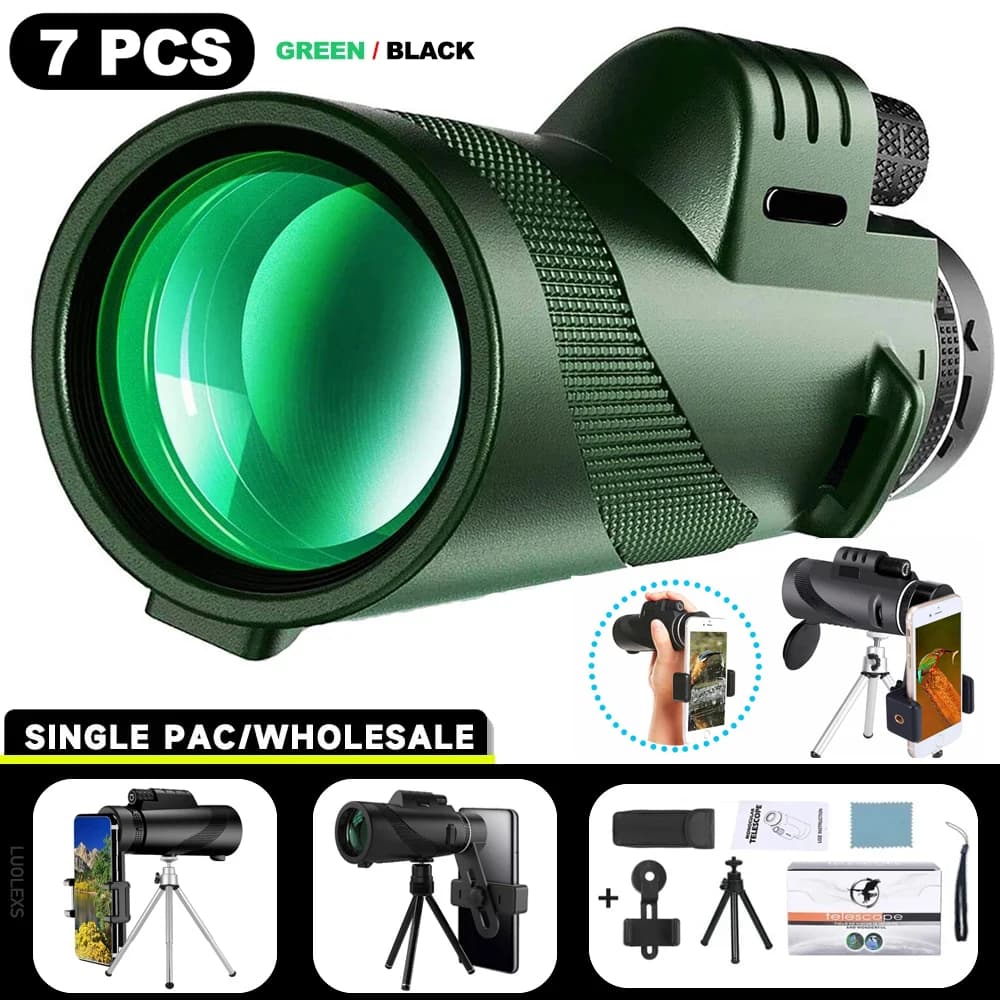 80x100 tragbares Zoom HD 5000M-Teleskop, zusammenklappbares, leistungsstarkes Mini-Teleskop für große Entfernungen für Jagd, Sport, Outdoor,