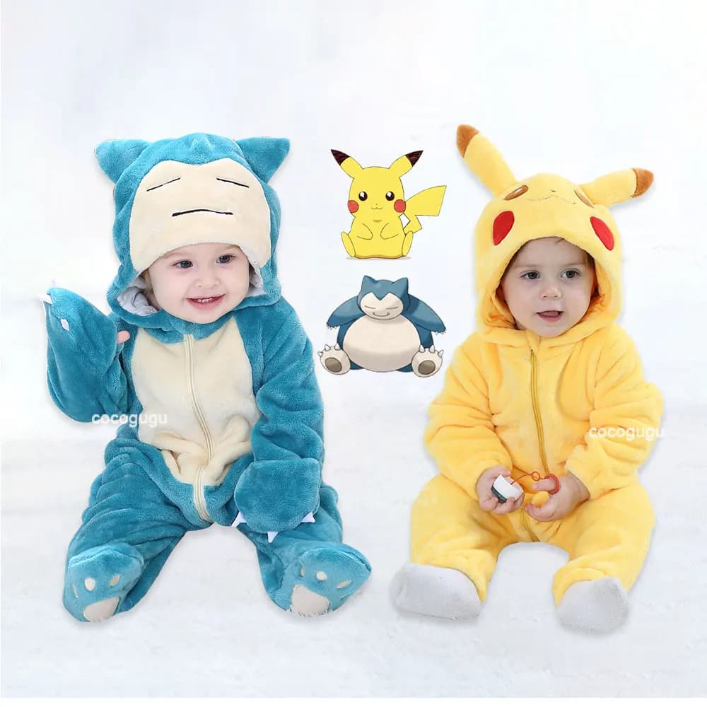 Pokemon Kostüm 0-5 Jahre Baby Snorlax Strampler Anime Cosplay Kigurumi Niedlicher Pyjama Jungen Mädchen Onesie Halloween Kleidung