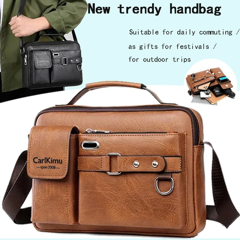 Business-Einzelschultertasche für Herren, geeignet für Geschäftsreisen. Hergestellt aus PU-Material, mit mehreren Taschen und einem Umhängeriemen