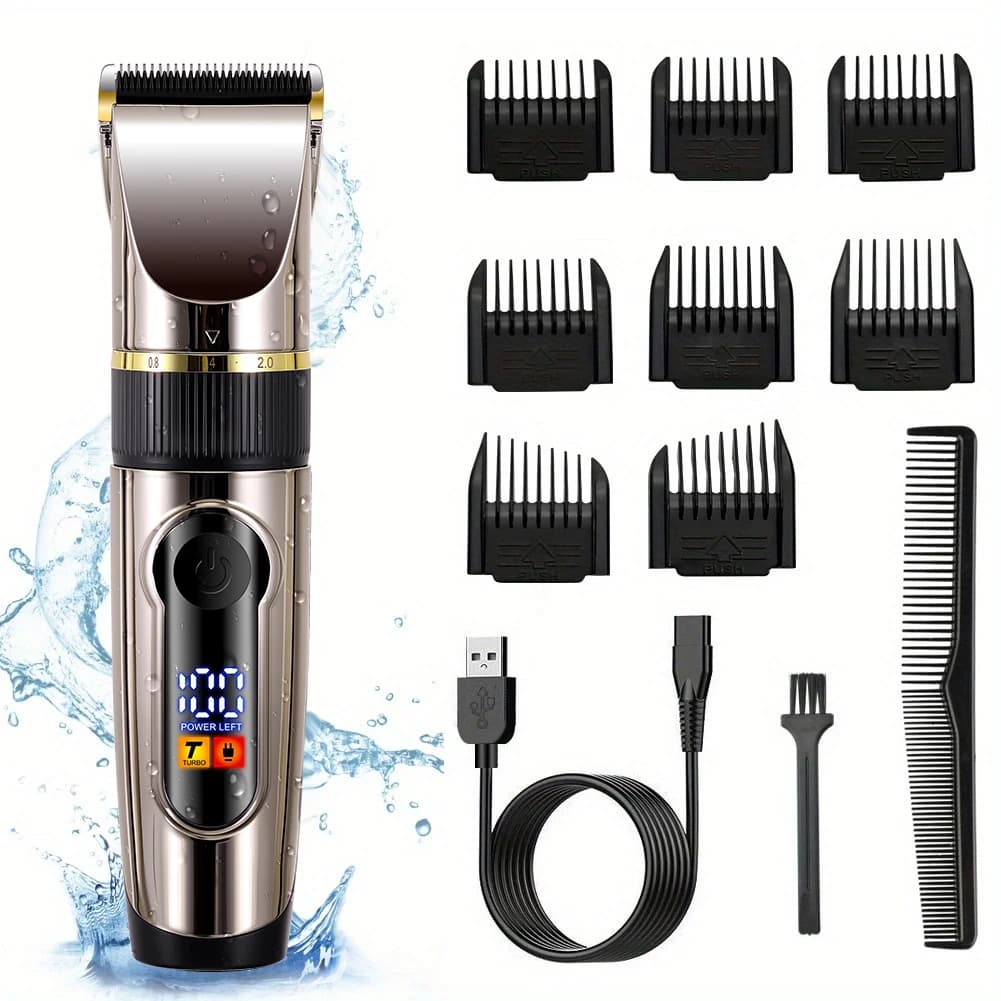 Professioneller Haarschneider mit Keramikklinge, LED-Anzeige und USB-Aufladung für Männer