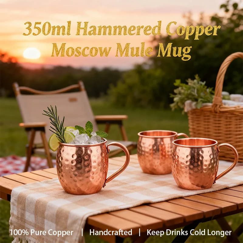 100% Kupfer Moscow Mule Becher Langlebige Kupferfarbene Bierkrüge 350ml Kaffeebecher Milchbecher Reiner Kupfer Barbecher Trinkgefäß