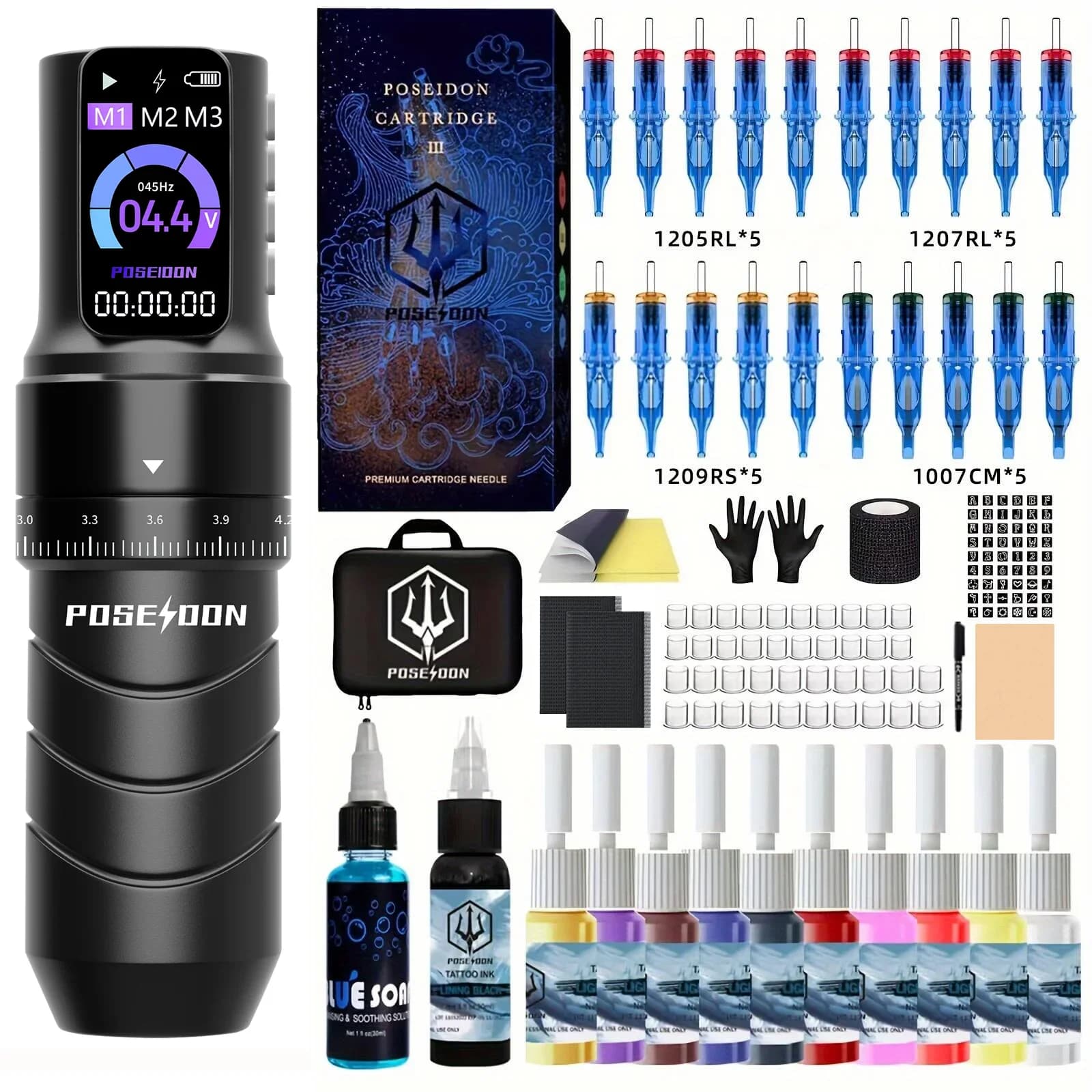 POSEIDON Tattoo Kit Professionelle Tattoo Stift Kit Für Permanent Make-Up Tattoo Maschine Kit Drahtlose Netzteil Tattoo Gun Kit
