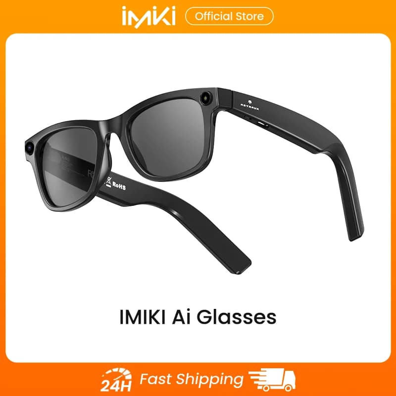 IMIKI KI-Smartbrille mit 4K-Kamera, Videoaufnahme, Spracherkennung, Bluetooth-Anrufen, Übersetzung, Sport-Sonnenbrille für Männer und Frauen