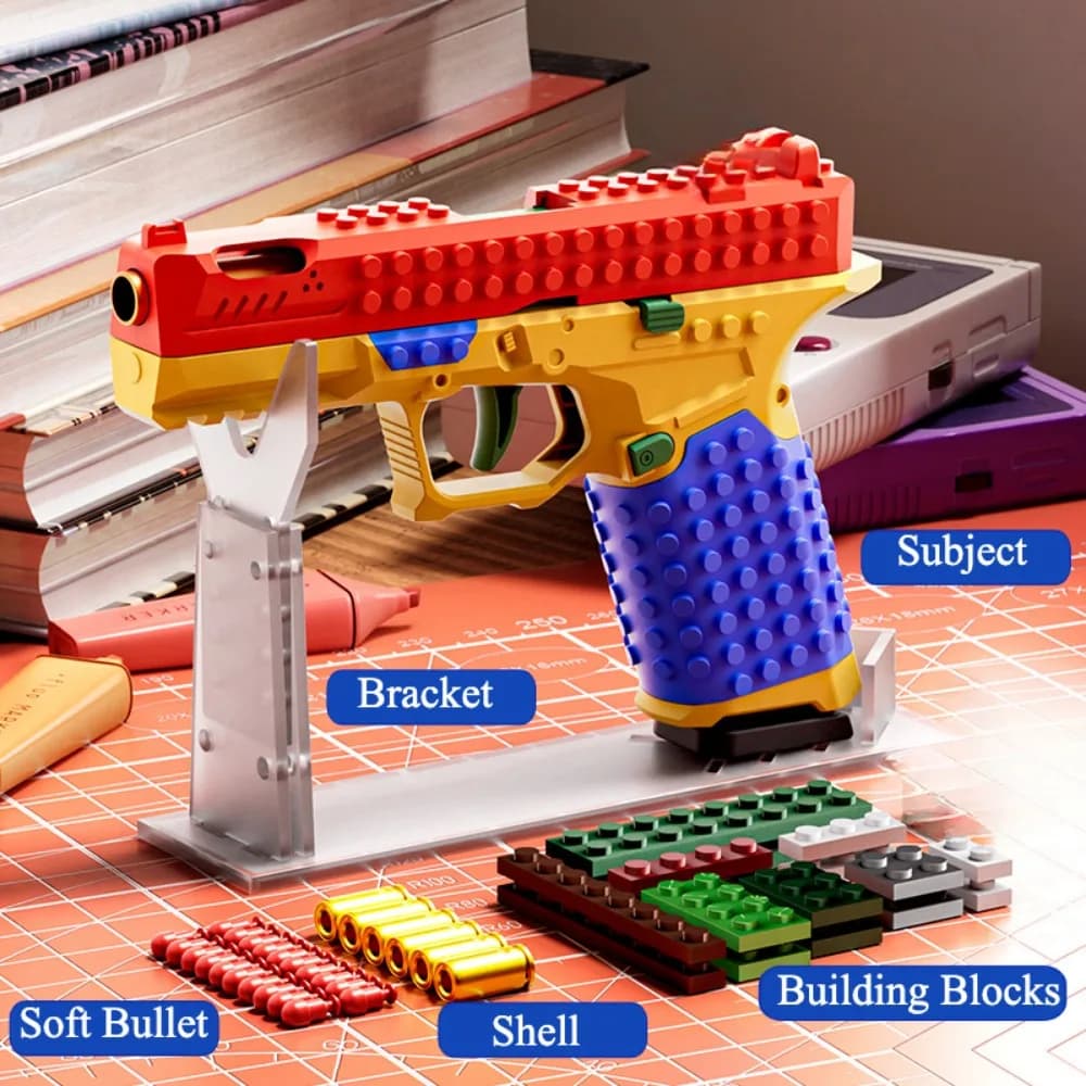 SIG17 Baustein-Spielzeugpistole, kontinuierliches Abfeuern, Blowback, weiche Kugelpistole, leere hängende Waffe, Geschenk für Kinder