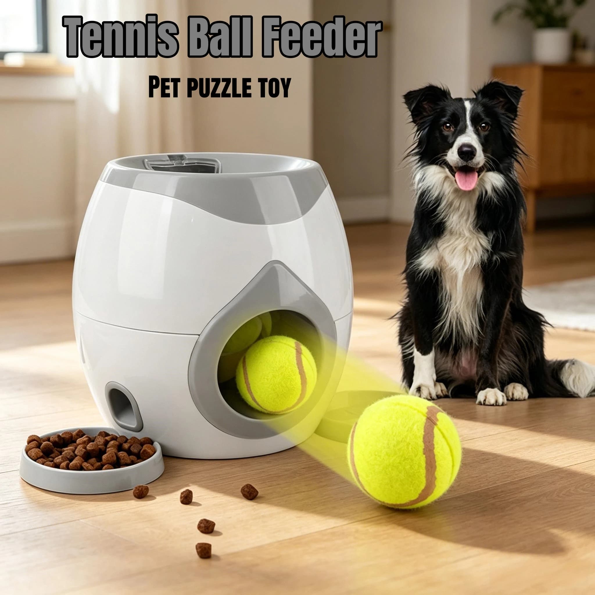 2-in-1 Interaktives Hundespielzeug: Tennisballwerfer, Leckerli-Spender, Slow-Eating-Trainer, Haustier-Zubehör, Puzzle-Spielzeug