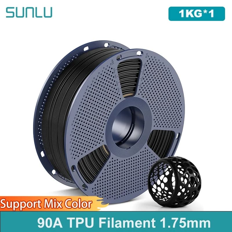 SUNLU 1 kg TPU 3D-Drucker-Filament 1,75 mm, Hochgeschwindigkeits-90 A TPU-Filament, 1 kg flexibles 3D-Filament, geeignet für die meisten FDM-3D-Druck
