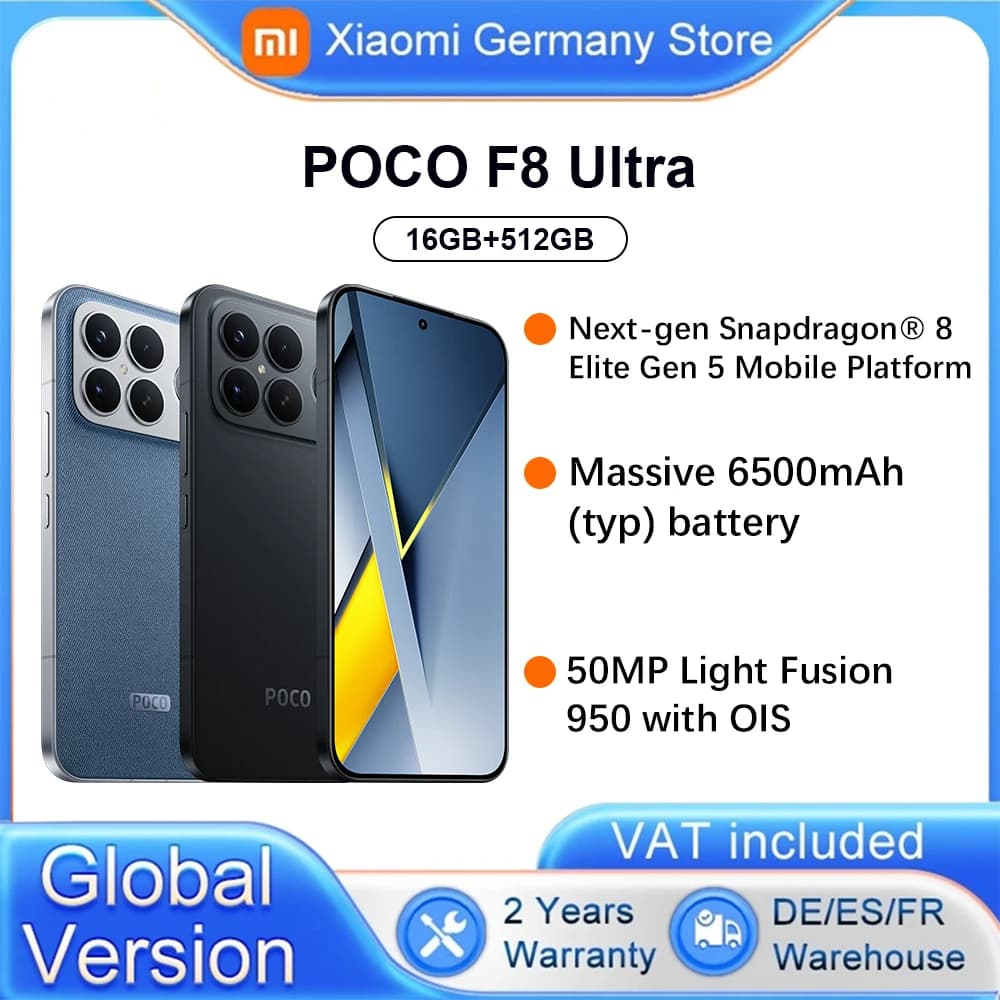 Globale Version POCO F8 Ultra Smartphone 6,9 Zoll Snapdragon ®   8 Elite Gen 5 Mobile Platform 100W HyperCharge 6500mAh 120Hz NFC IP68 Xiaomi