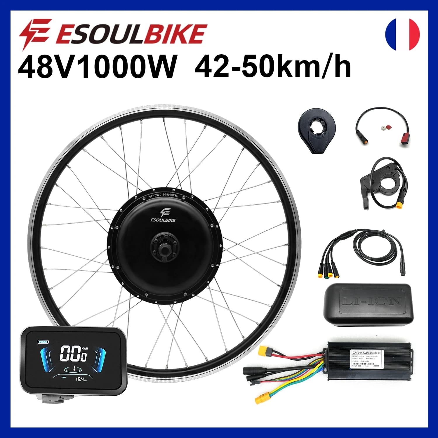 ESOULBIKE E-Bike-Kit 1000W 48V Elektrofahrrad-Umrüstsatz E-Bike Hinterrad-Kassetten-Nabenmotorantrieb 26-29 Zoll