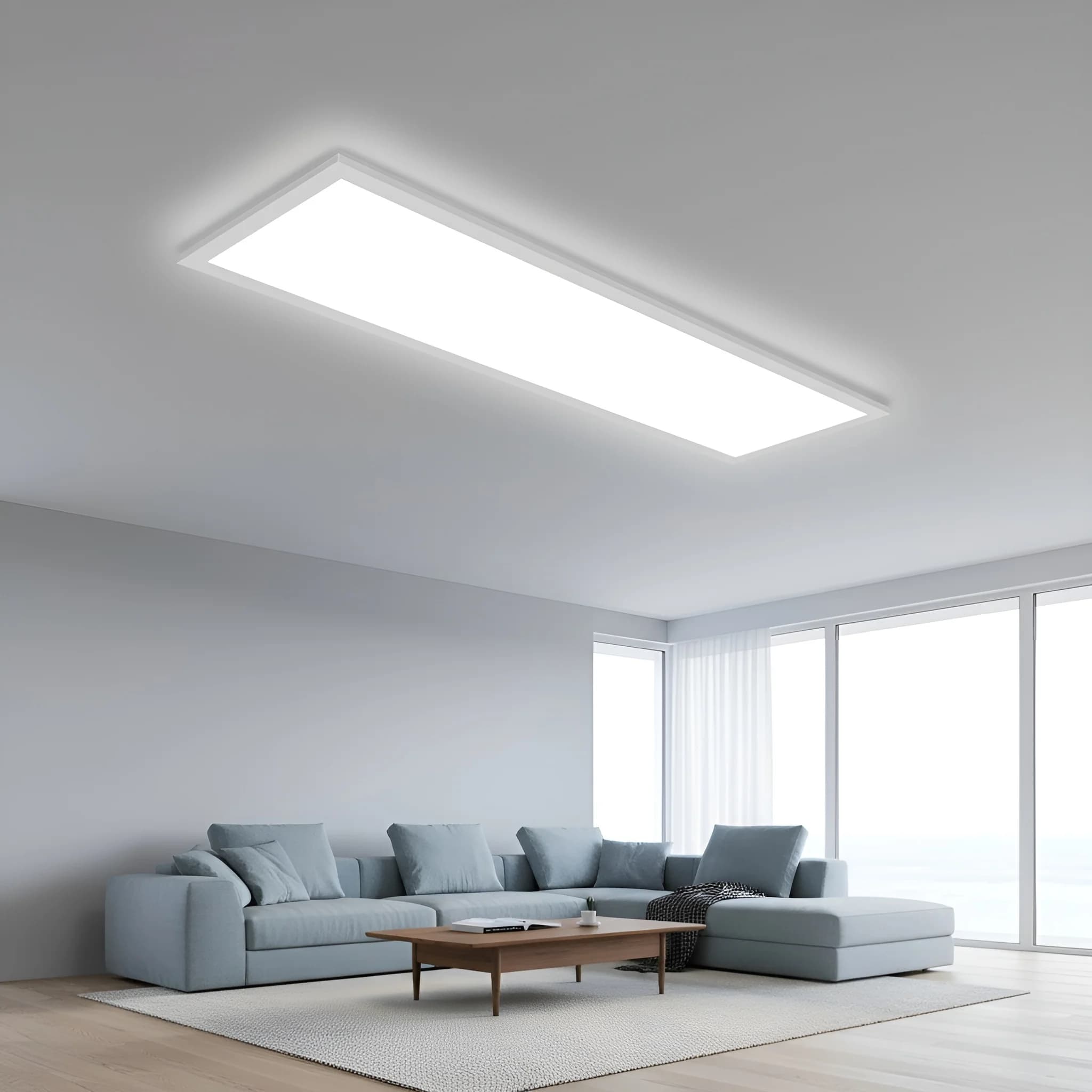 LED-Panel 120x30 cm 40W 4400LM Dimmbare Deckenleuchte mit Fernbedienung, 3000K-6500K, Speicherfunktion, für Büro, Küche, Flur