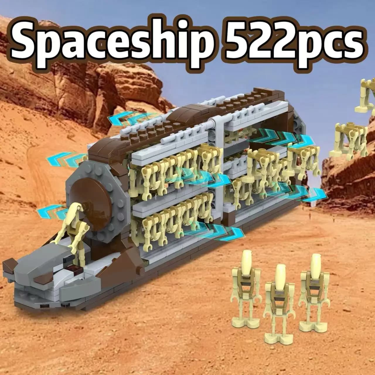 522 Stück Space Wars Platoon Bausteine Transport Schlachtschiff Spielzeug Attack-Craft Kampfroboter mit Soldaten Troop Carrier