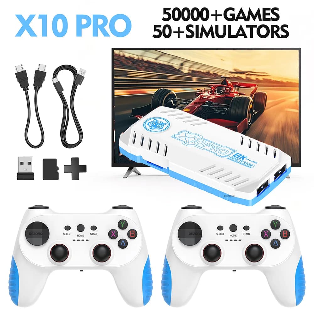 Neue TV-Spielekonsole 128 GB, integrierte 50000-Retro-Spiele, 50 Emulatoren, Videojuegos Consola, Dual Wireless Gamepad X10 Pro Game Stick 4K