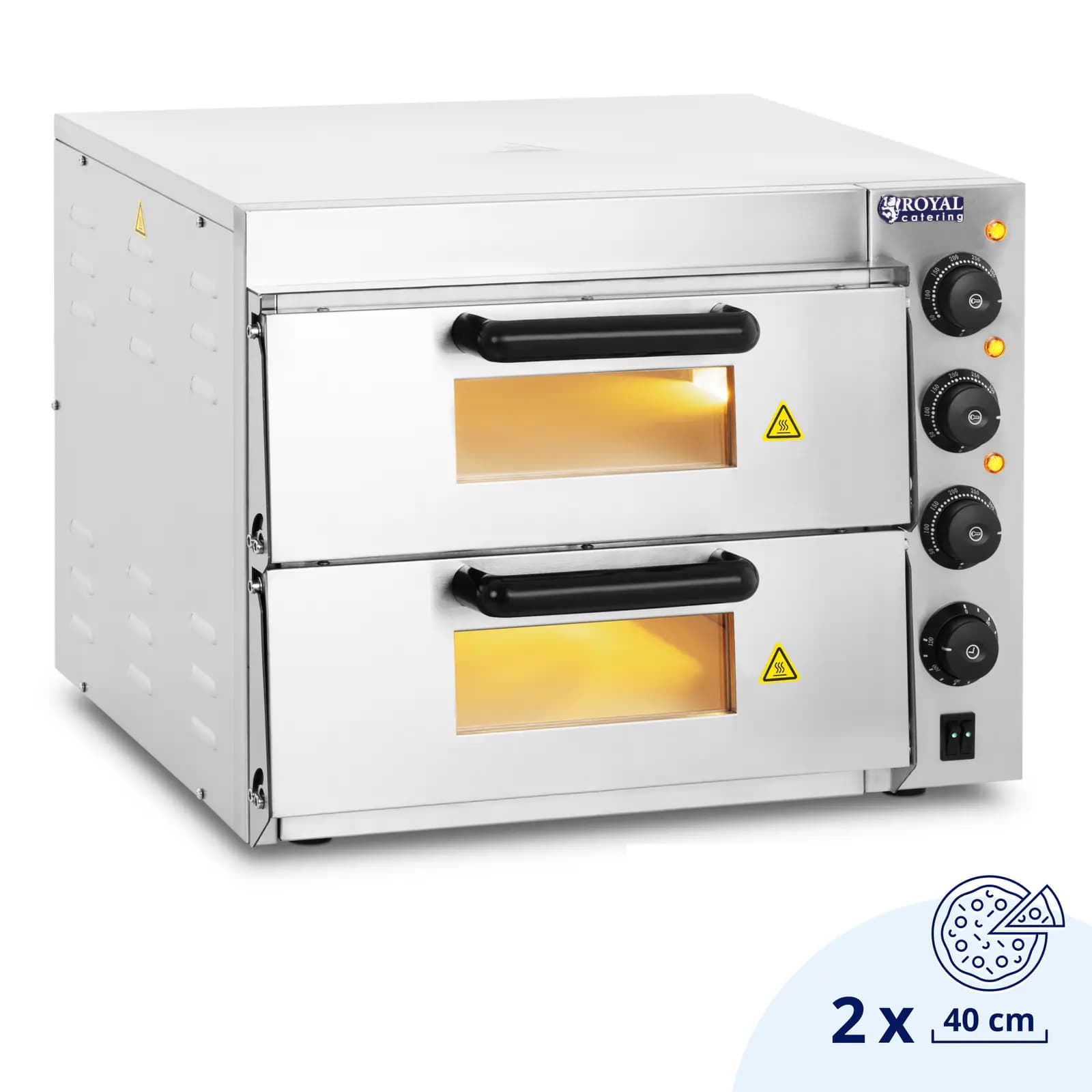 Elektro-pizzaofen 1+1 x 40 cm 2 Kammern 3000 W 230 V Manuell Royal Catering -  by