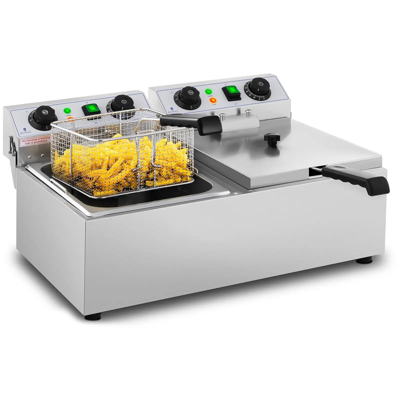 Elektro-doppel-fritteuse 2 x 10 l 6400 W Timer Royal Catering - Elektro-fritteusen by