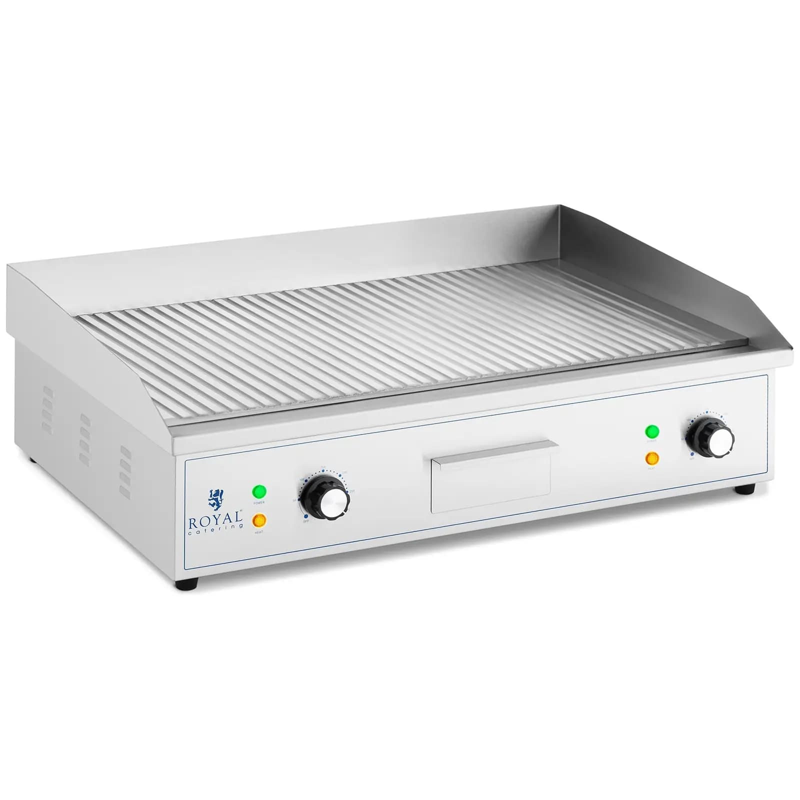 Doppel Elektro Grillplatte 700 x 400 mm Royal Catering Gerillt 4400 W - Elektro-grillplatten by