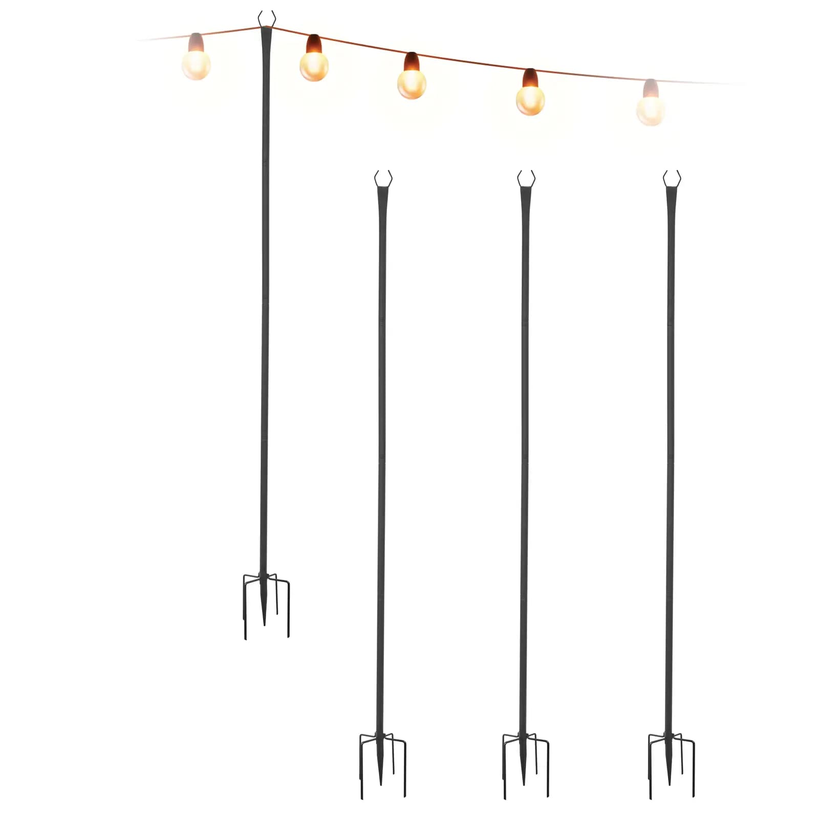 Schäferhaken Karbonstahl 2,67 m Gesamtlänge Modular 4 Stück - Pflanzenlampen by Wiesenfield