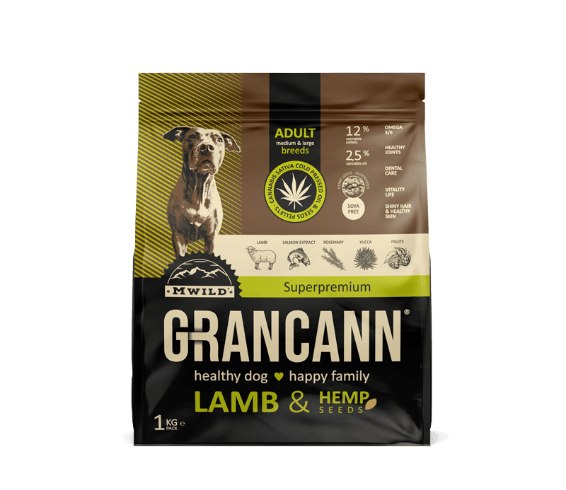 Grancann Lamm- und Hanfsamen – Hanffutter für mittlere und große Rassen, 1 kg