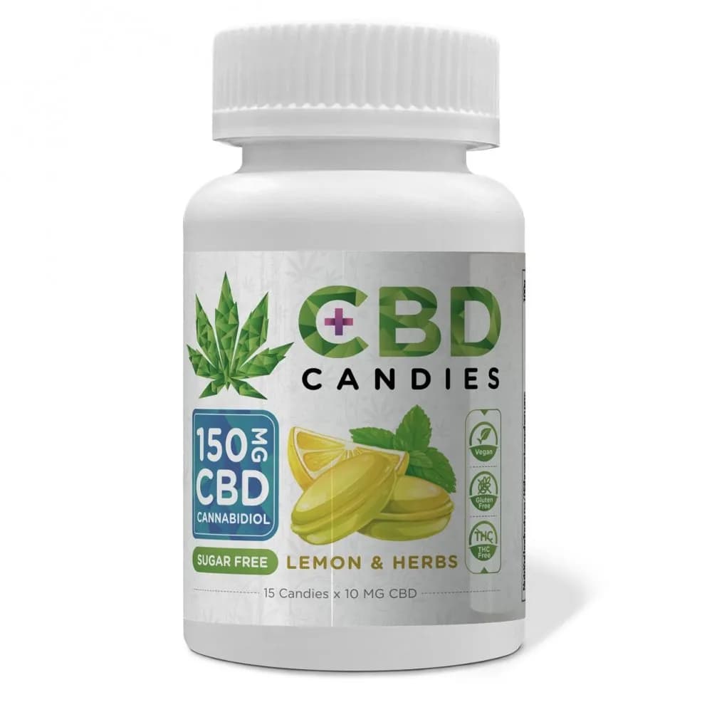 Euphoria CBD Bonbons Zitrone und Kräuter 150 mg CBD, 15 Stück x 10 mg, 100 g