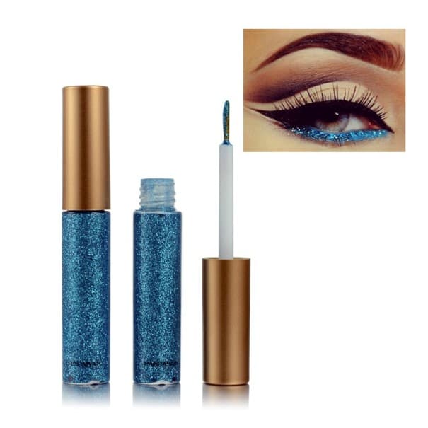 Bunter Glitzer-Eyeliner blau