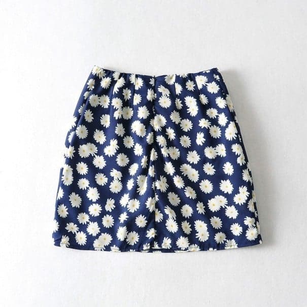 Damen-Minirock mit Blumen dunkelblau XS