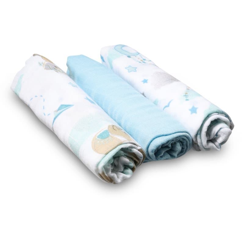 BabyOno Natural Bamboo Diapers Blue Stoffwindeln 70x70 cm 3 St.