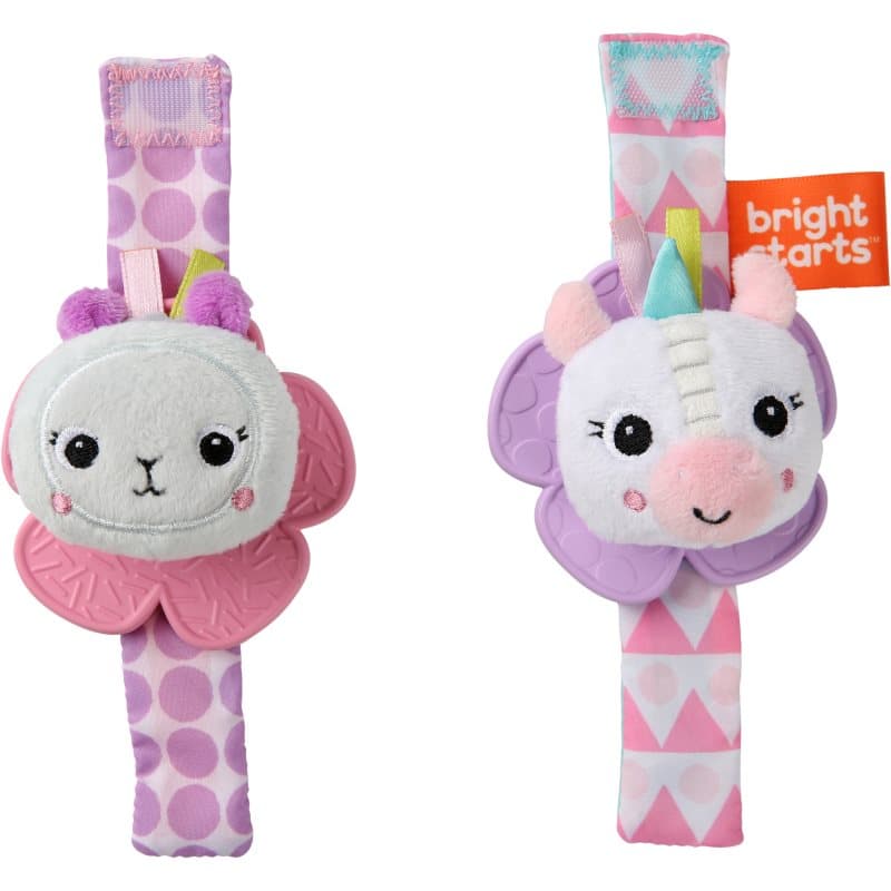 Bright Starts Wrist Pals Toy Handrassel mit Beißring Unicorn & Llama 0 m+ 2 St.