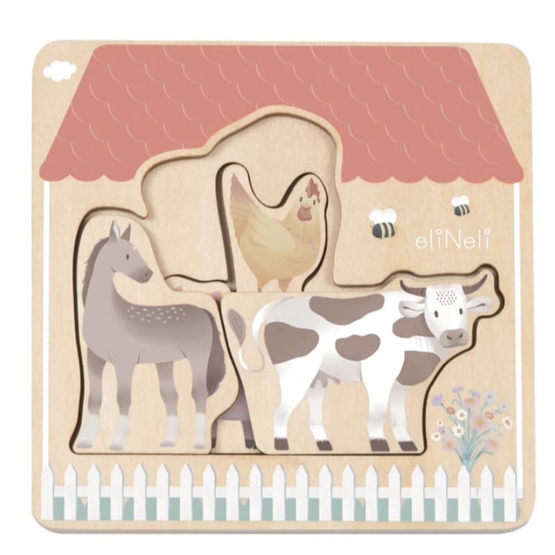 eliNeli Wooden Puzzle Farm Puzzle aus Holz 12m+ 7 St.