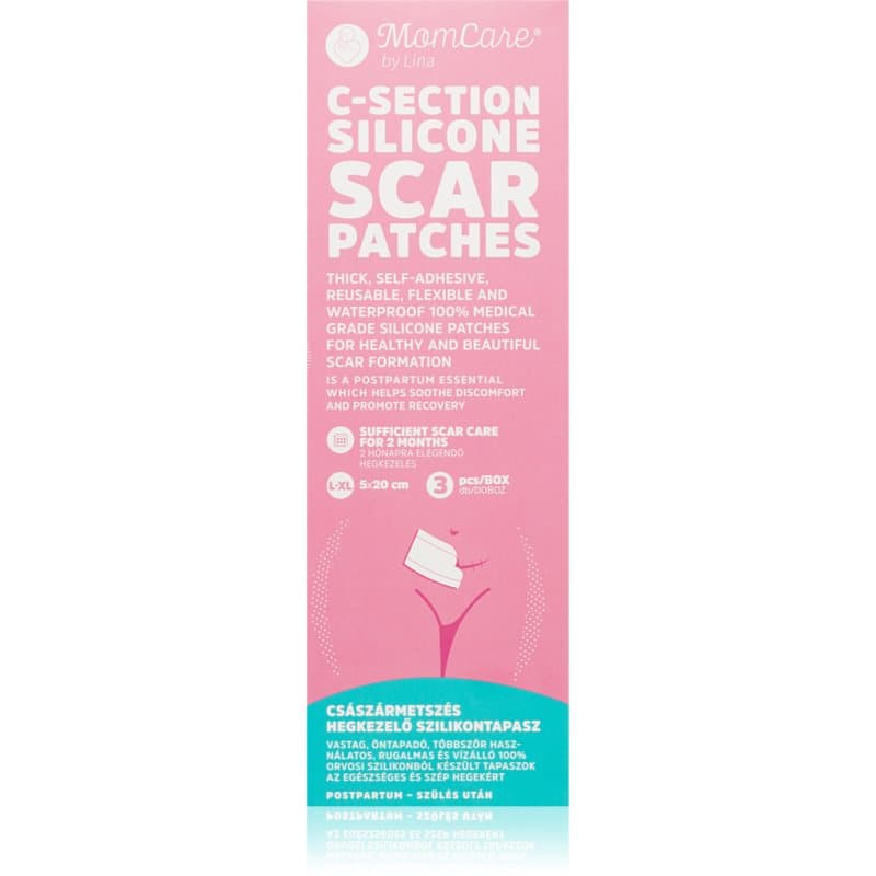 MomCare by Lina C-Section Silicone Scar Patches Silikonpflaster für Kaiserschnittnarben Größe L-XL 5 x 20 cm 3 St.