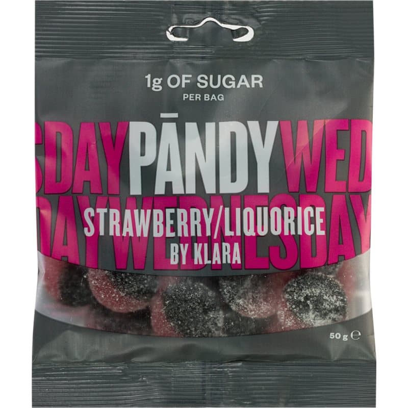 Pändy Candy Strawberry/Liquorice by Klara Geleebonbons 50 g