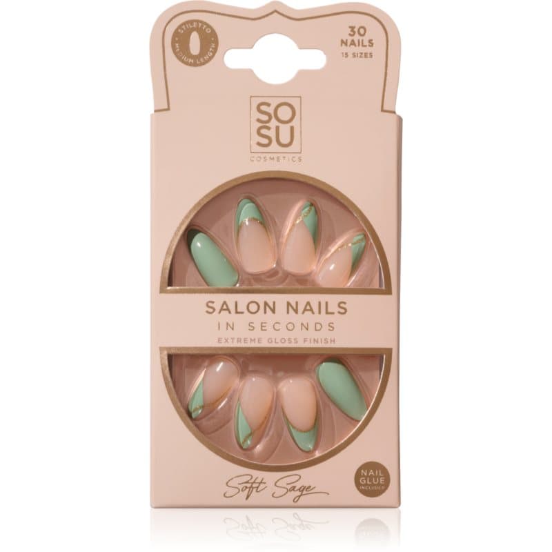 SOSU Cosmetics Salon Nails künstliche Fingernägel Farbton Soft Sage 30 St.